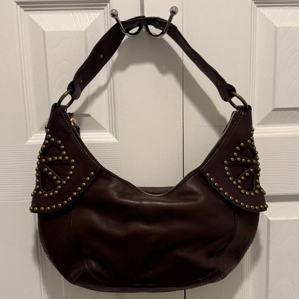 Michael Kors Brown‎ Leather Studded Hobo Shoulder Bag